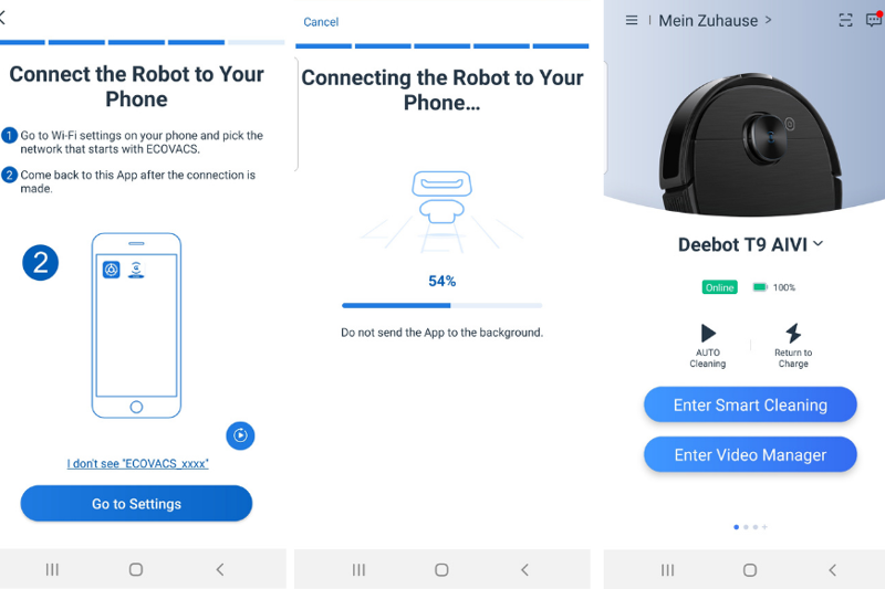 Die WLAN-Verbindung wird in der Ecovacs Home App hergestellt